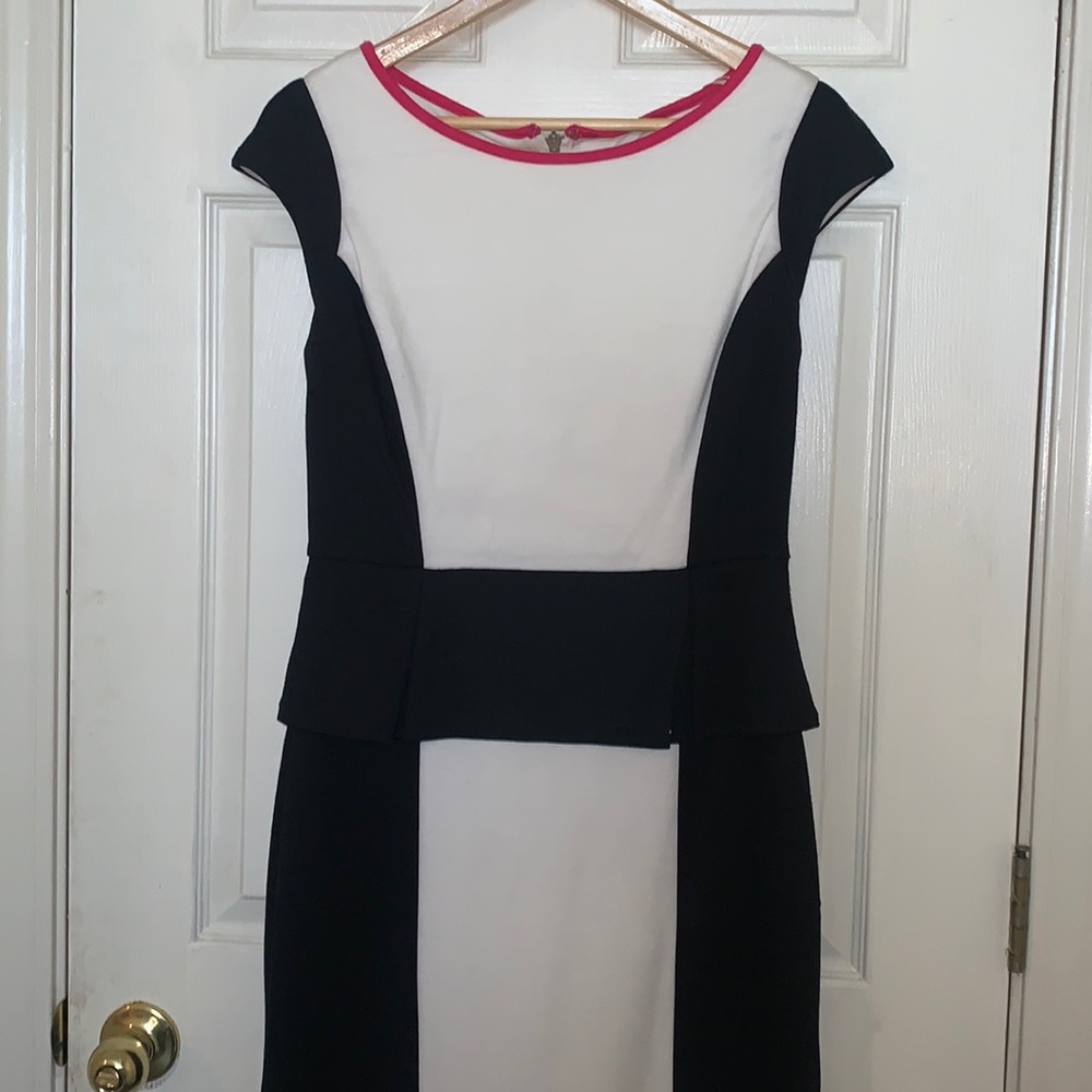 Women’s black and white dress.